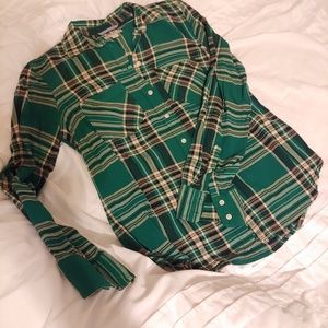 Green Flannel Button Down Shirt